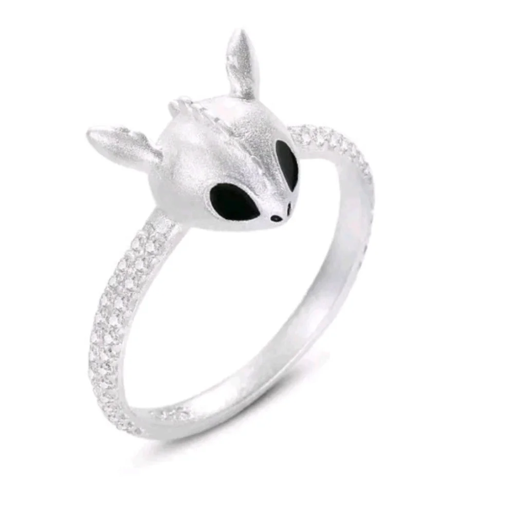 Dainty High Quality 925 Sterling Silver Light Fury Dragon Sparkly CZ Ring Size 7
